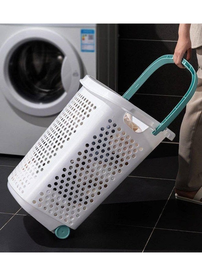 خورشيد بلاست سبت غسيل سولى 70 لتر بغطاء وعجلات من خورشيد بلاستك ولون ابيض 01204821 - Image 2